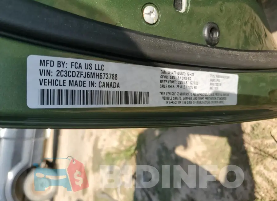 2C3CDZFJ6MH673788 Photo# 12
