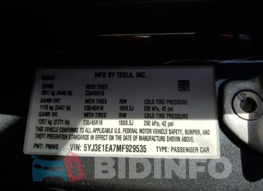 5YJ3E1EA7MF929535 Photo# 12