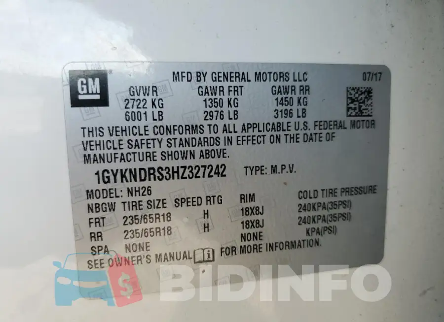 1GYKNDRS3HZ327242 Photo# 14