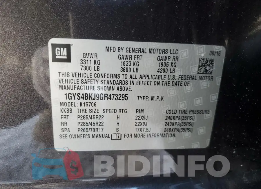 1GYS4BKJ9GR473295 Photo# 13