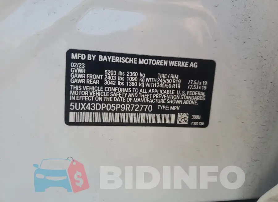 5UX43DP05P9R72770 Photo# 13