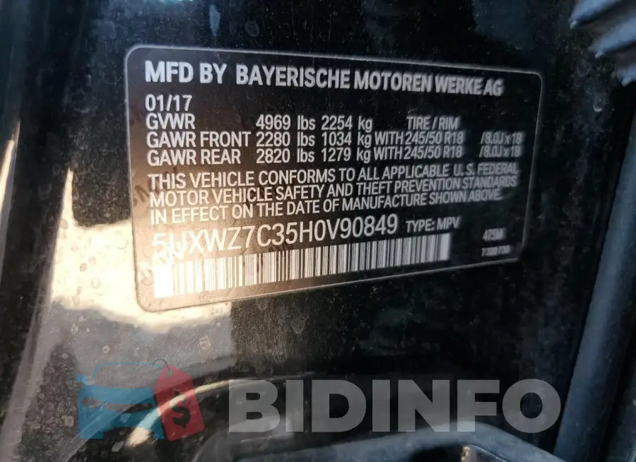 5UXWZ7C35H0V90849 Photo# 13
