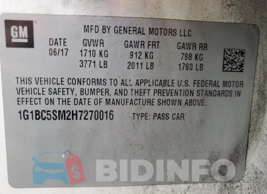 1G1BC5SM2H7270016 Photo# 12