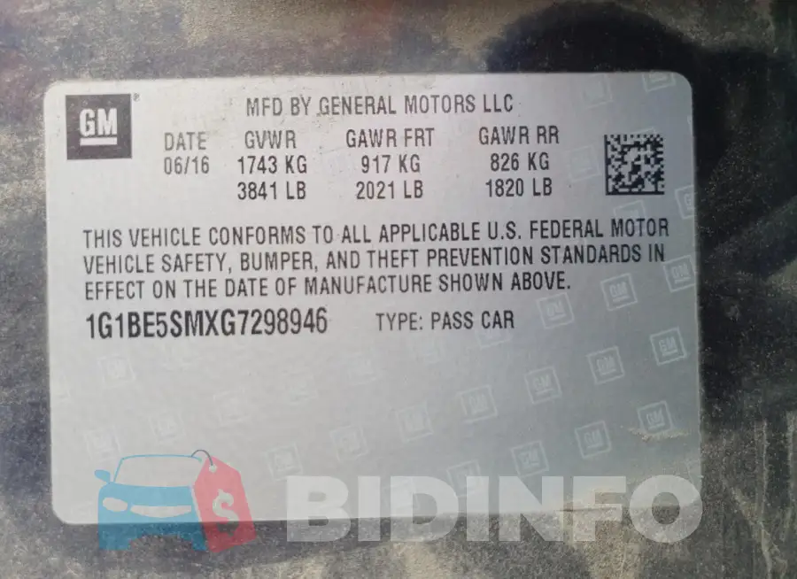 1G1BE5SMXG7298946 Photo# 12