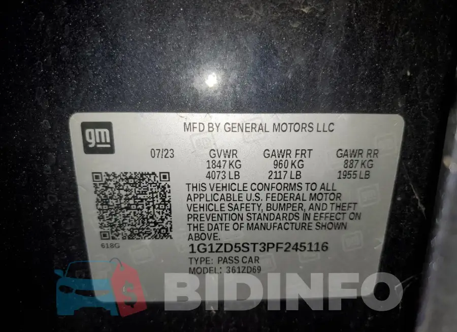 1G1ZD5ST3PF245116 Photo# 12