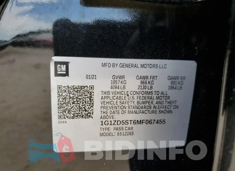 1G1ZD5ST6MF067455 Photo# 12