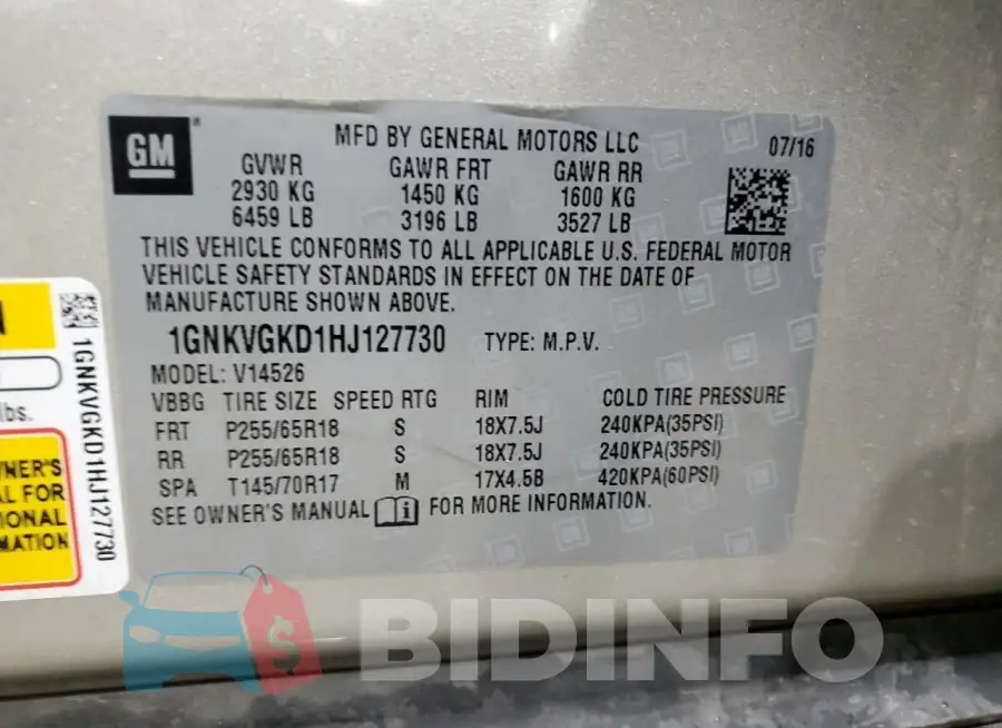 1GNKVGKD1HJ127730 Photo# 13