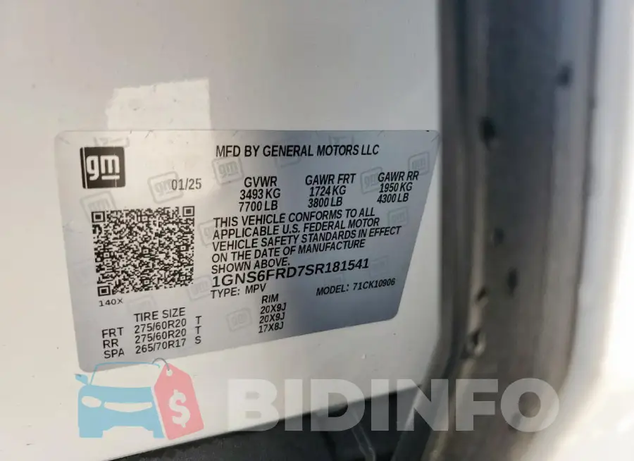 1GNS6FRD7SR181541 Photo# 13
