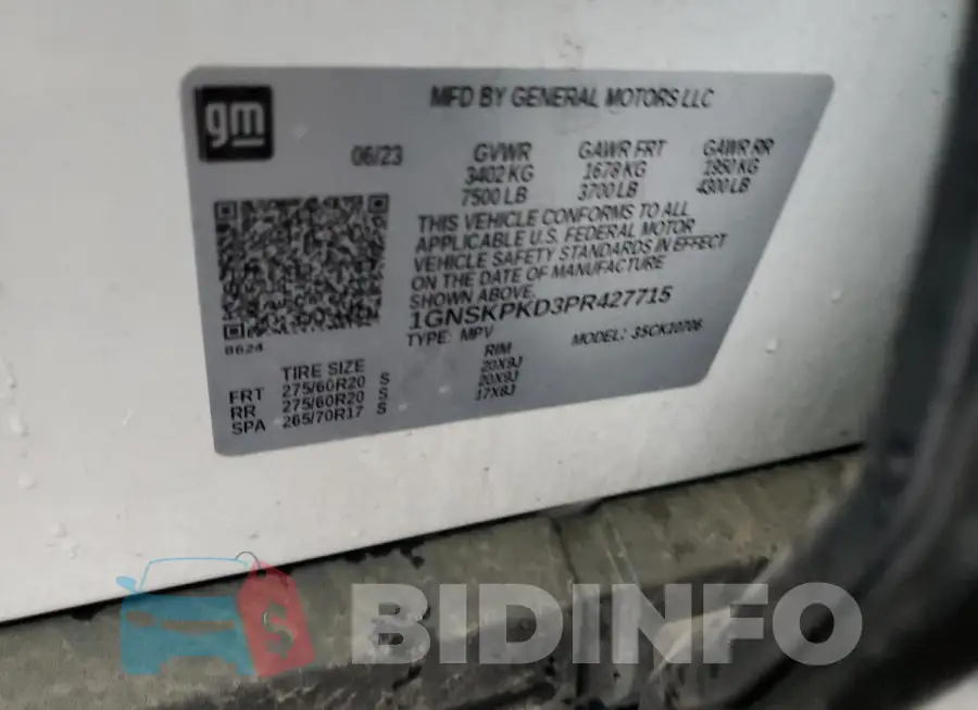 1GNSKPKD3PR427715 Photo# 13