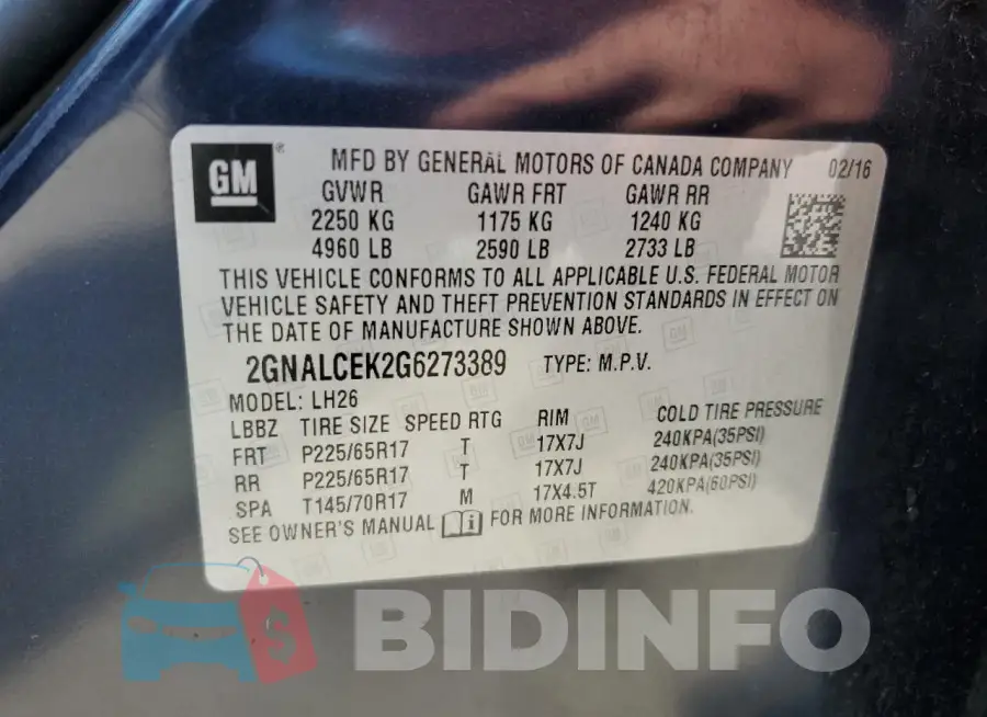 2GNALCEK2G6273389 Photo# 13