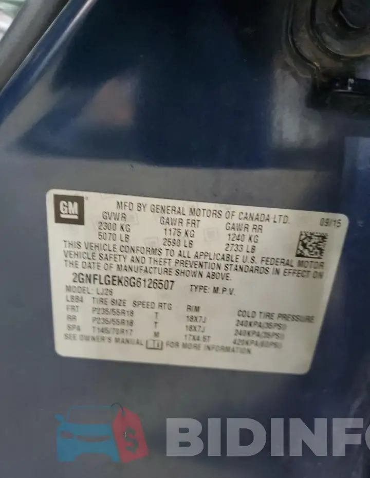 2GNFLGEK8G6126507 Photo# 13