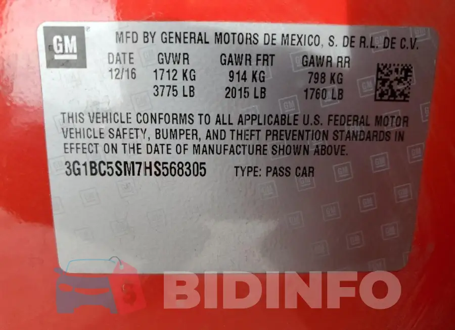 3G1BC5SM7HS568305 Photo# 13