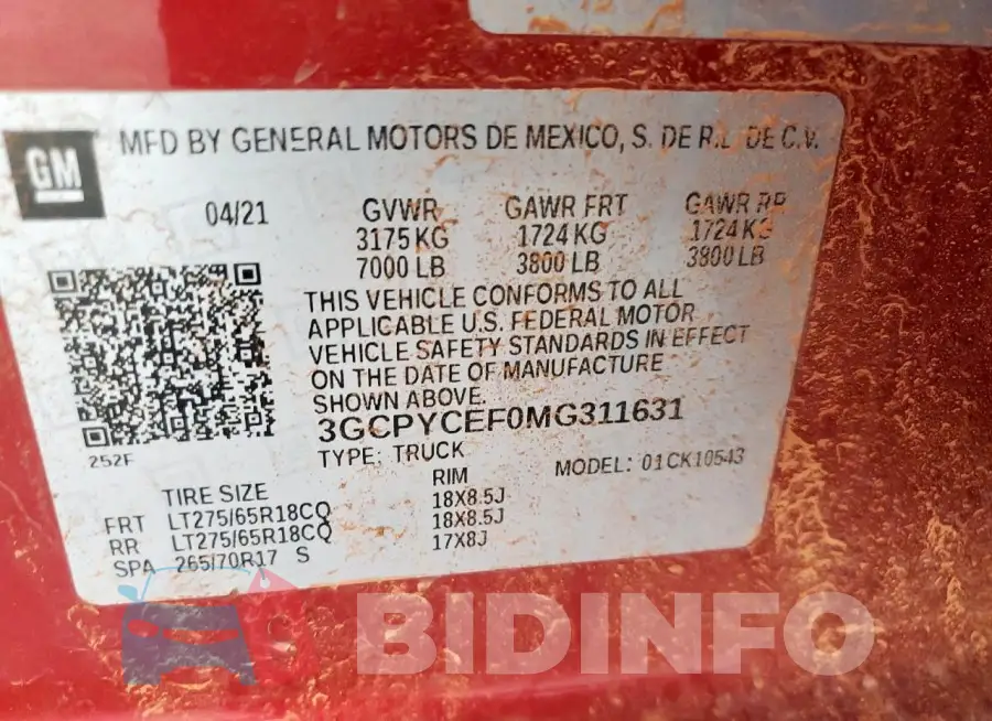 3GCPYCEF0MG311631 Photo# 12