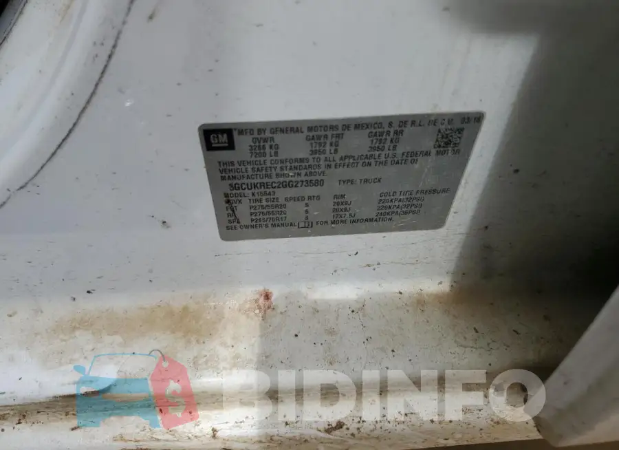 3GCUKREC2GG273580 Photo# 12