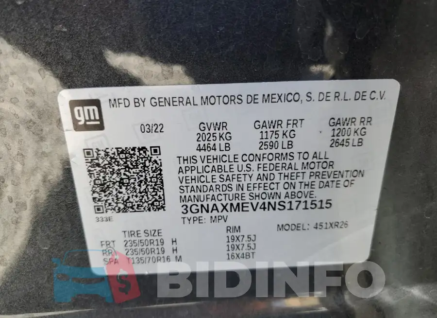 3GNAXMEV4NS171515 Photo# 13