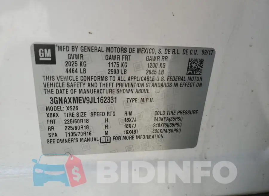 3GNAXMEV9JL162331 Photo# 14