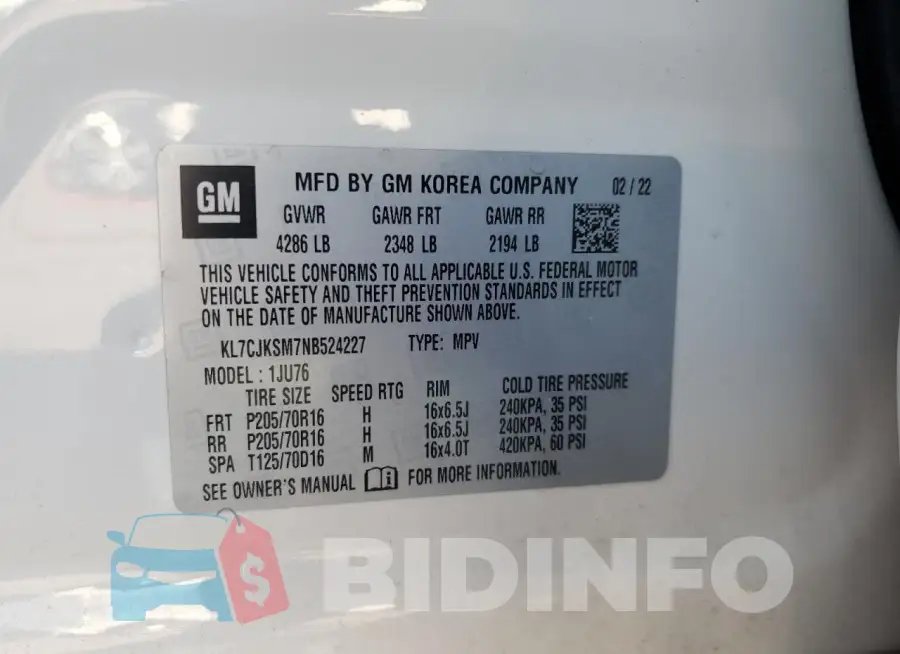 KL7CJKSM7NB524227 Photo# 13