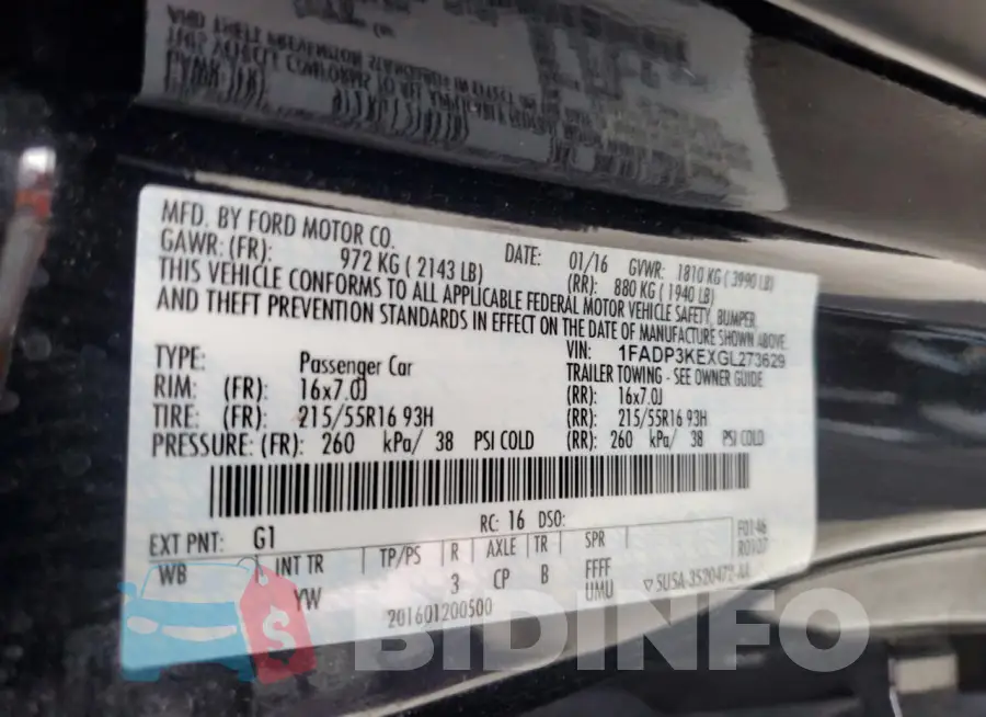 1FADP3KEXGL273629 Photo# 13