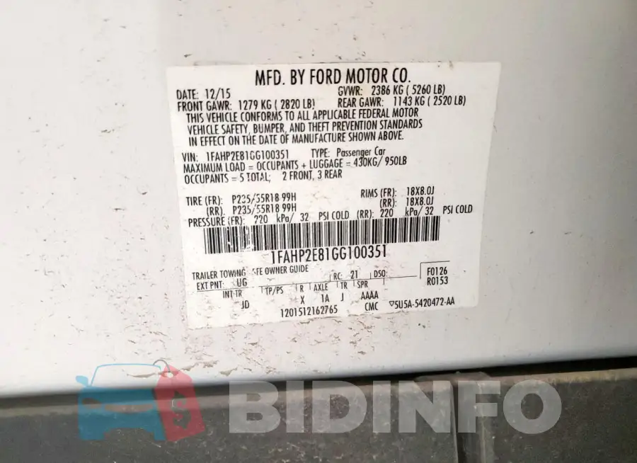 1FAHP2E81GG100351 Photo# 12