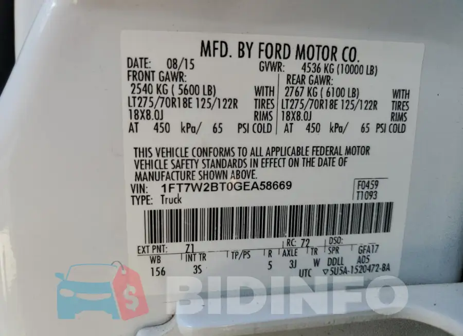 1FT7W2BT0GEA58669 Photo# 13
