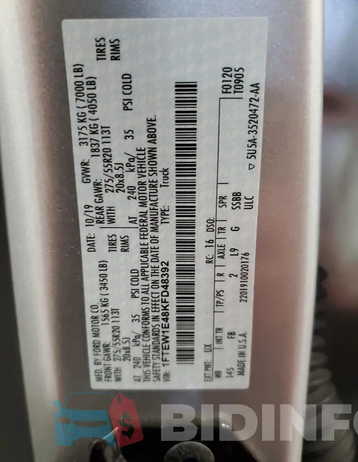 1FTEW1E48KFD48392 Photo# 12