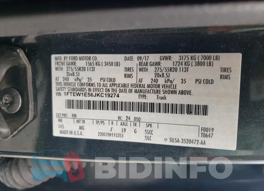 1FTEW1E56JKC19274 Photo# 12