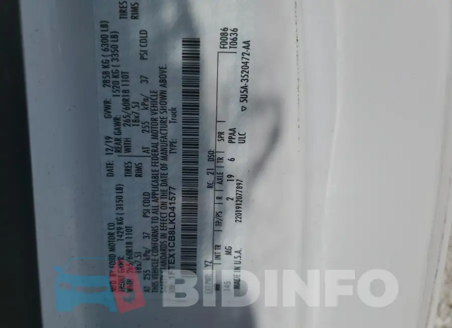 1FTEX1CB8LKD41577 Photo# 12