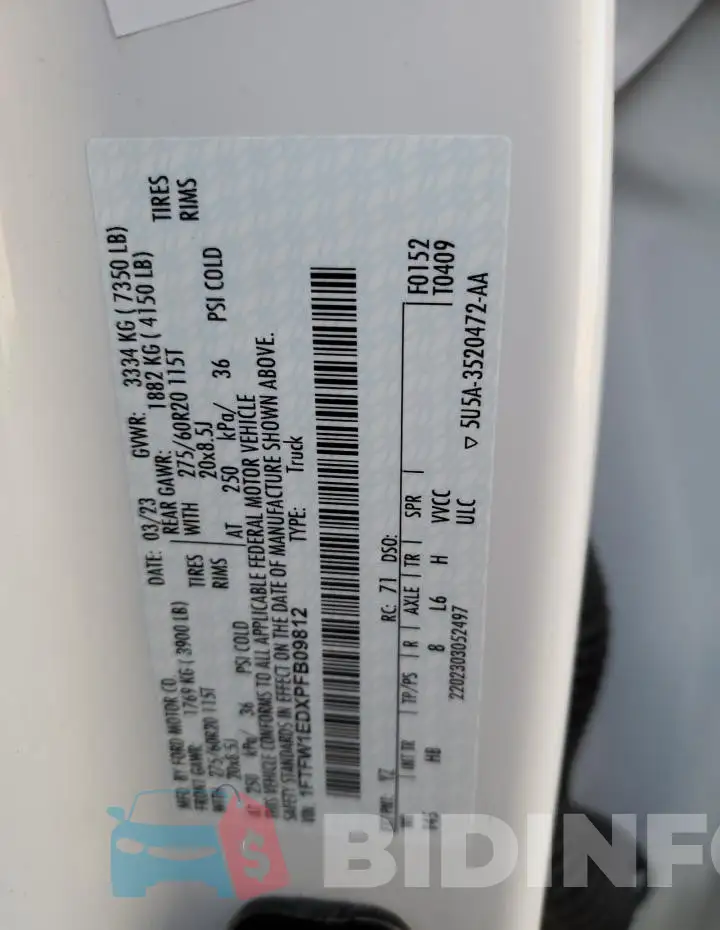 1FTFW1EDXPFB09812 Photo# 12