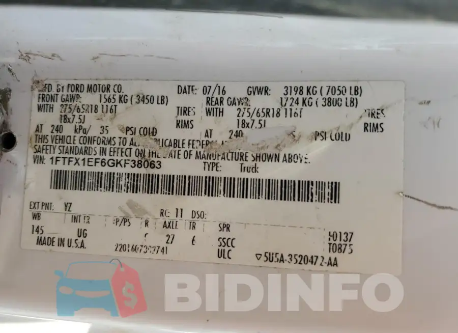 1FTFX1EF6GKF38063 Photo# 12