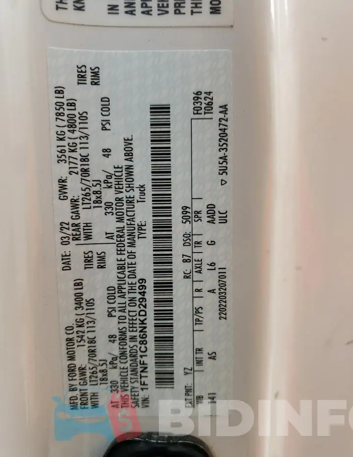 1FTNF1C86NKD29499 Photo# 12