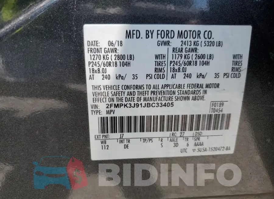 2FMPK3J91JBC33405 Photo# 14
