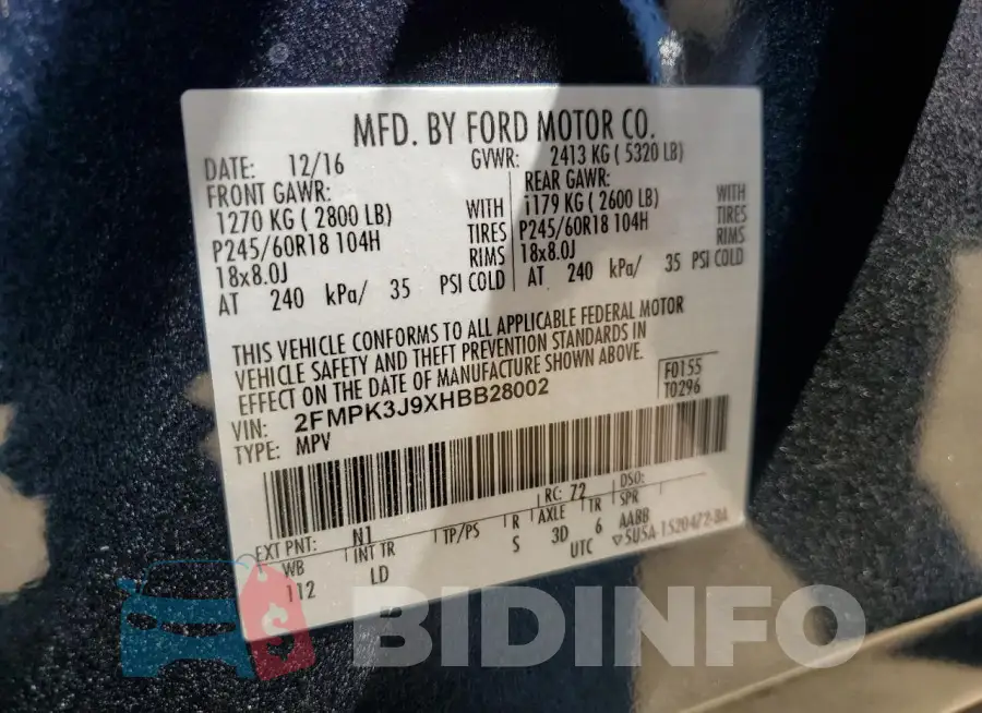 2FMPK3J9XHBB28002 Photo# 13