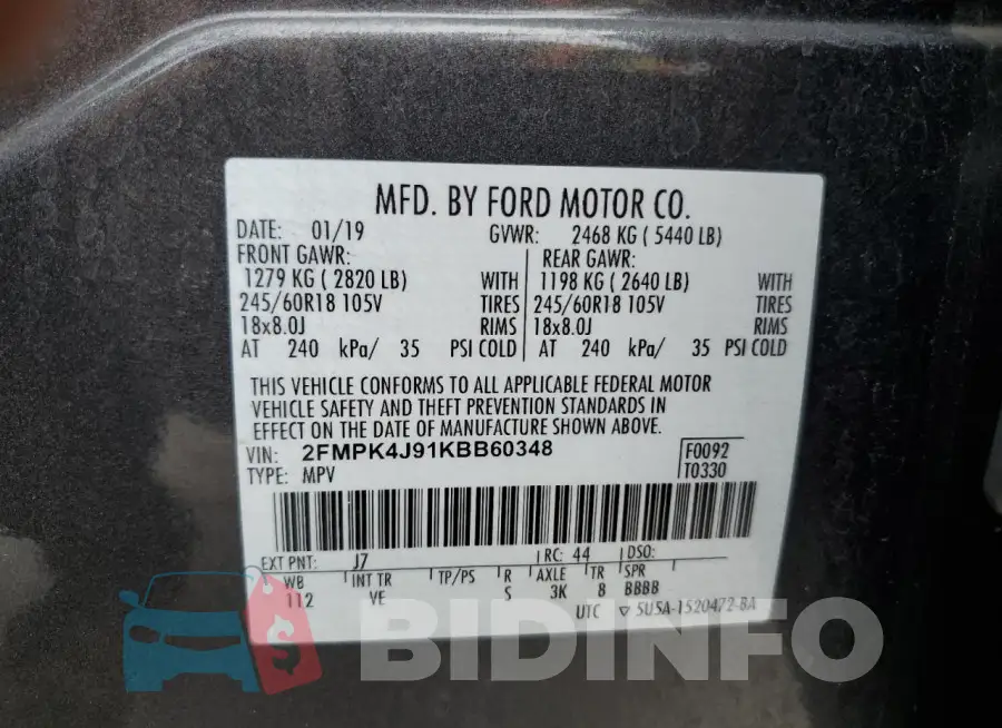 2FMPK4J91KBB60348 Photo# 13