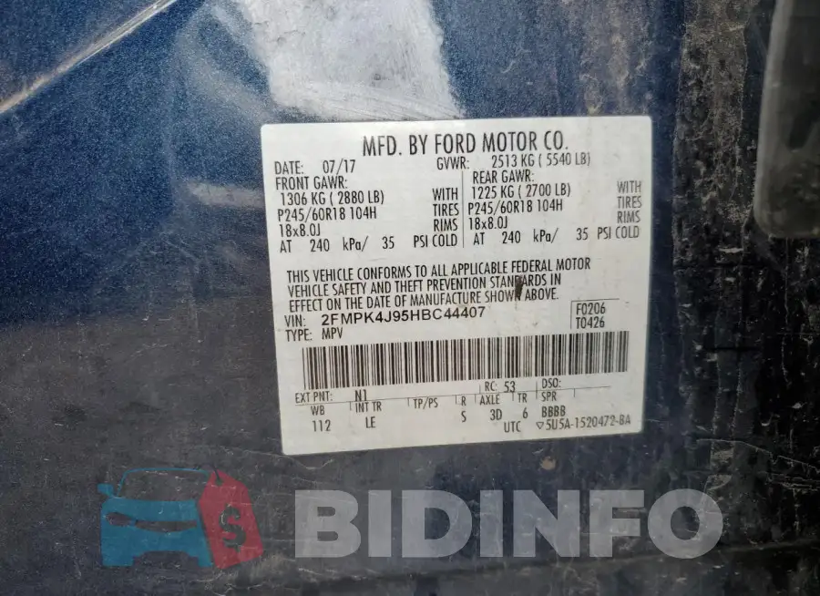 2FMPK4J95HBC44407 Photo# 13