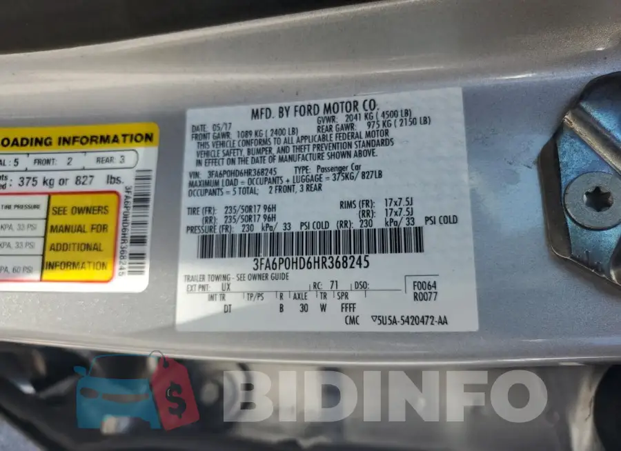 3FA6P0HD6HR368245 Photo# 12