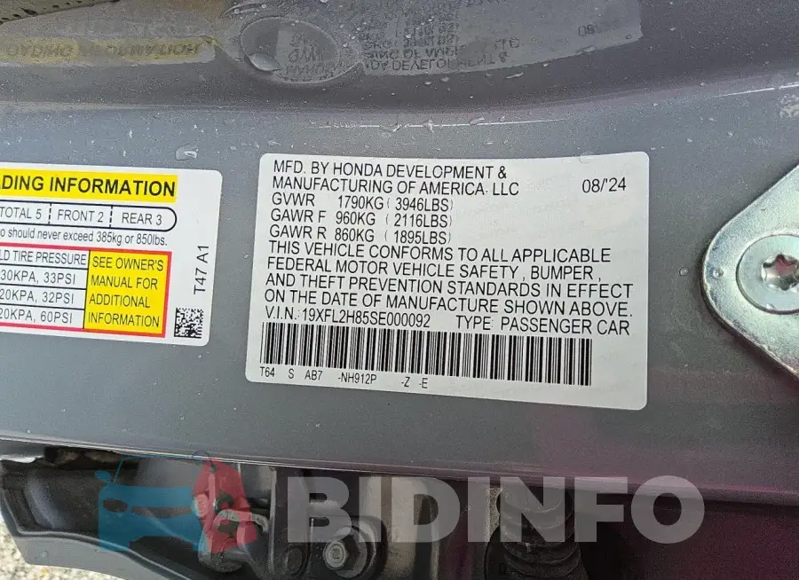 19XFL2H85SE000092 Photo# 12