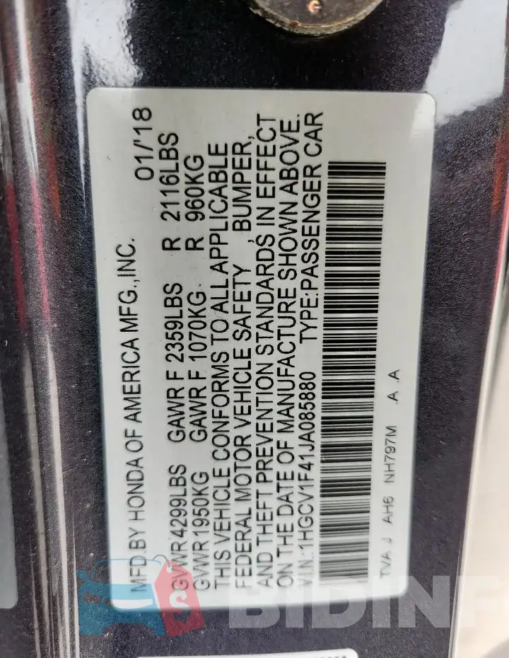 1HGCV1F41JA085880 Photo# 12