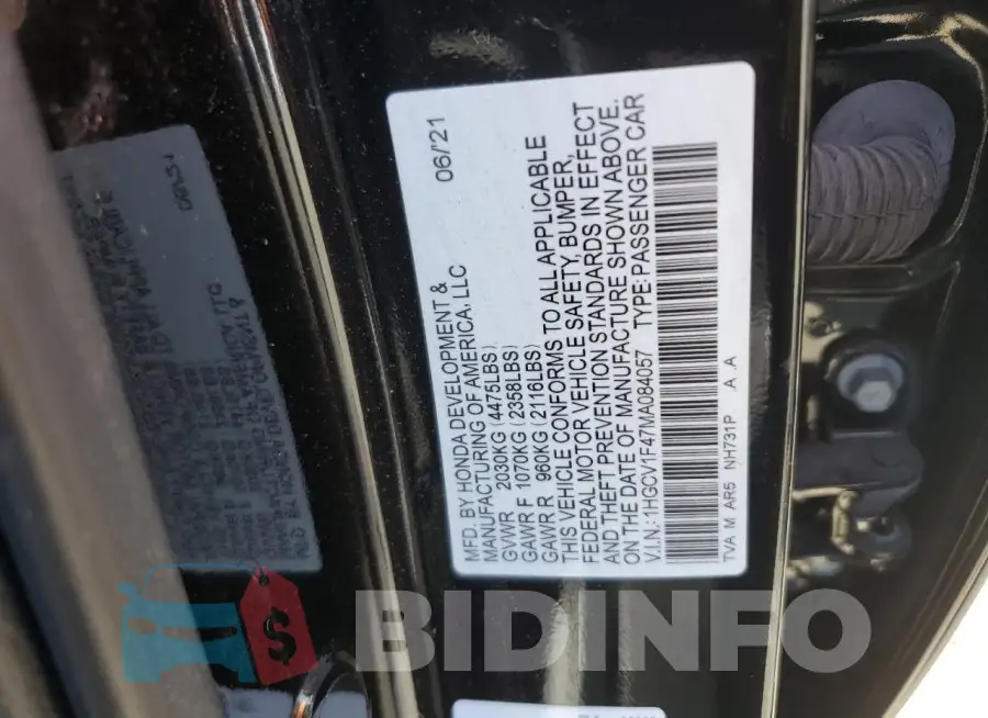 1HGCV1F47MA084057 Photo# 12