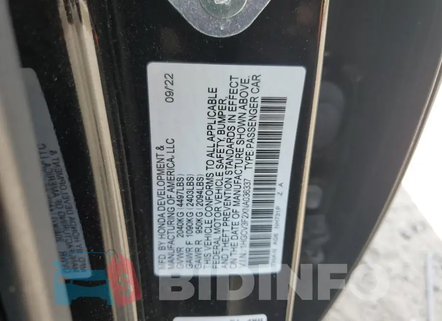 1HGCV3F2XNA036337 Photo# 13