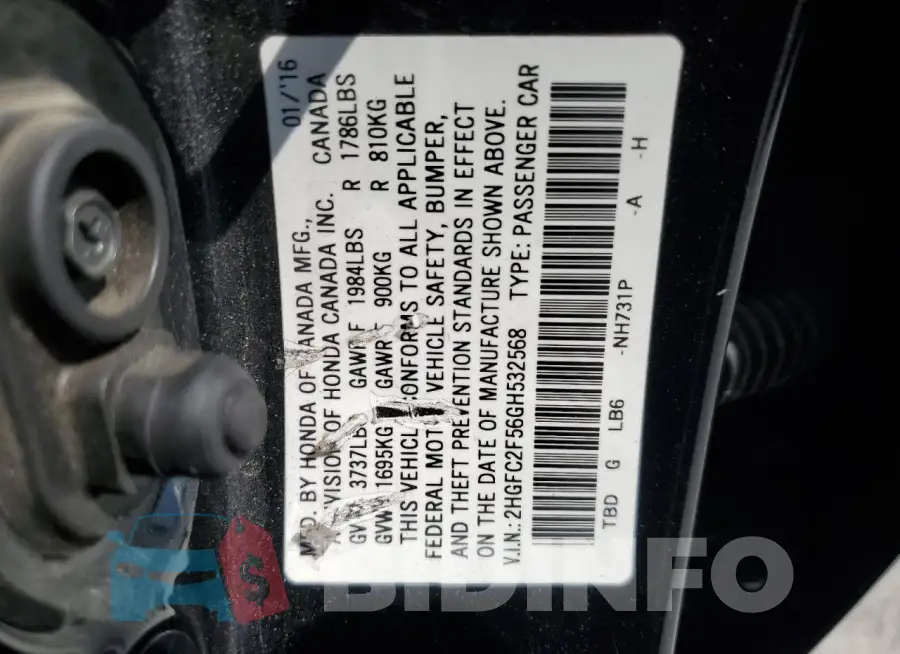 2HGFC2F56GH532568 Photo# 12