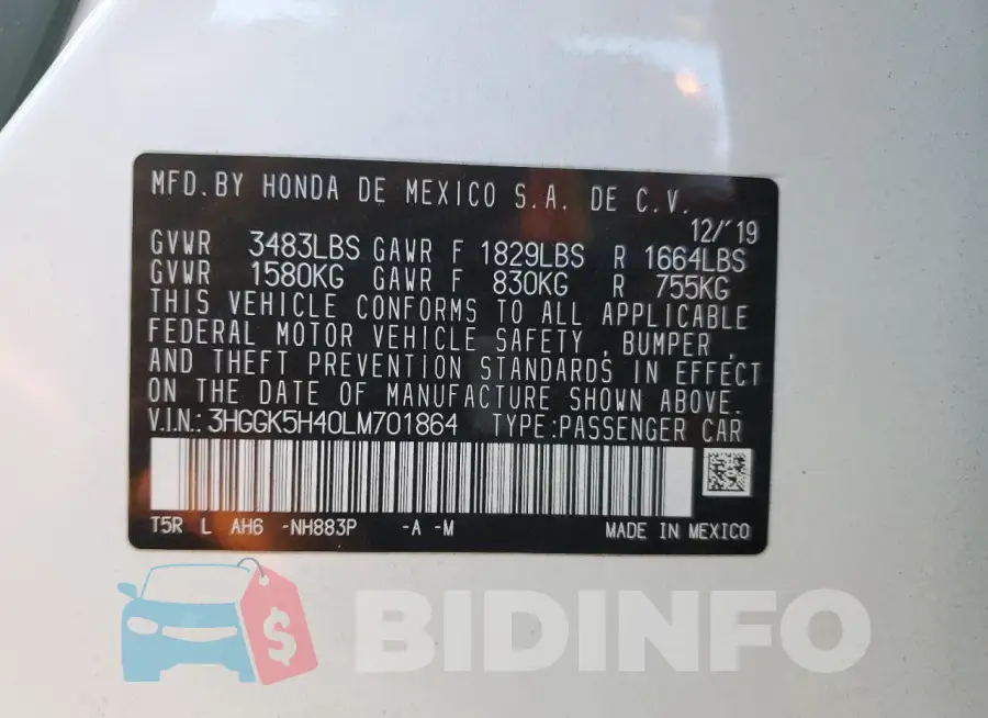 3HGGK5H40LM701864 Photo# 13