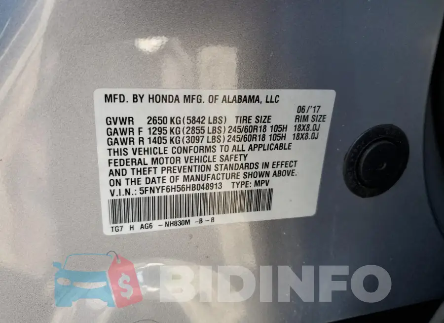 5FNYF6H56HB048913 Photo# 13