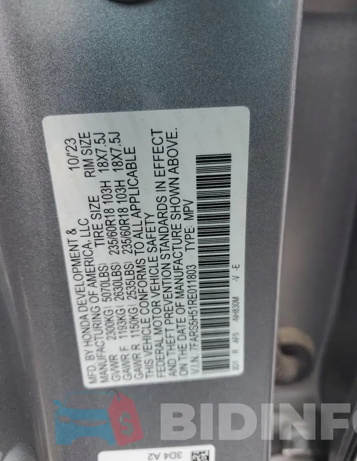 7FARS5H51RE011803 Photo# 13