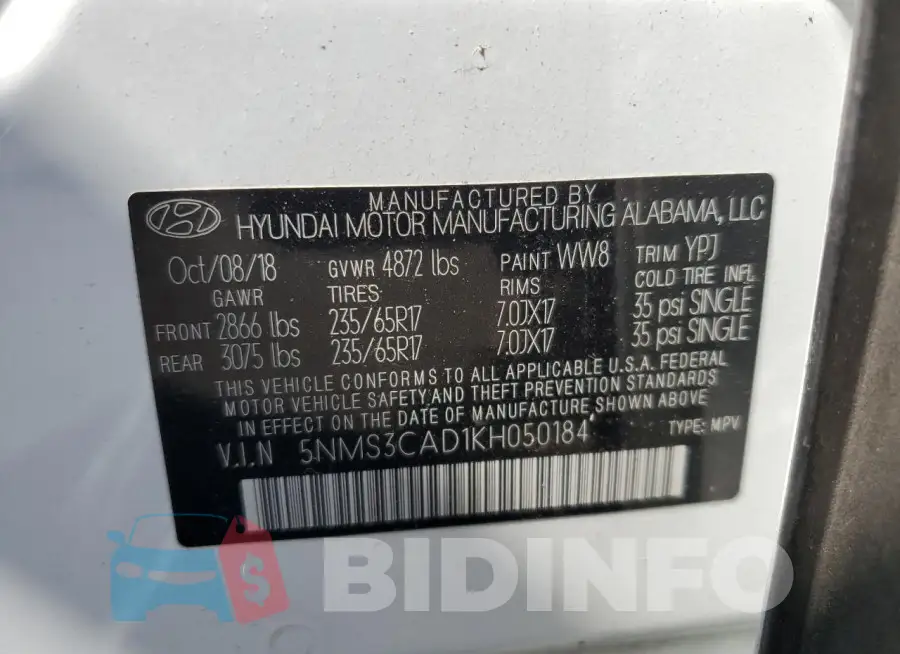 5NMS3CAD1KH050184 Photo# 13