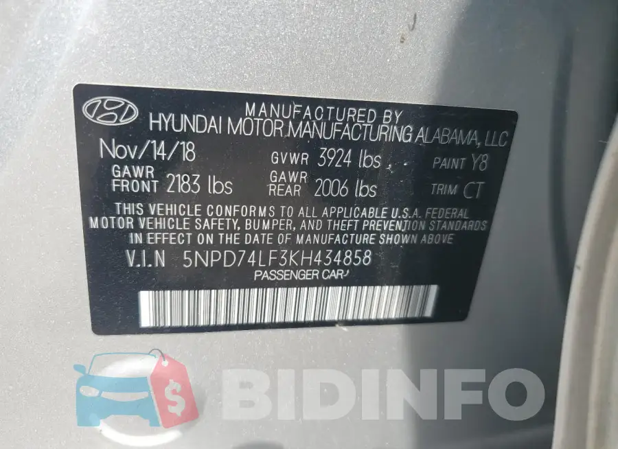 5NPD74LF3KH434858 Photo# 13