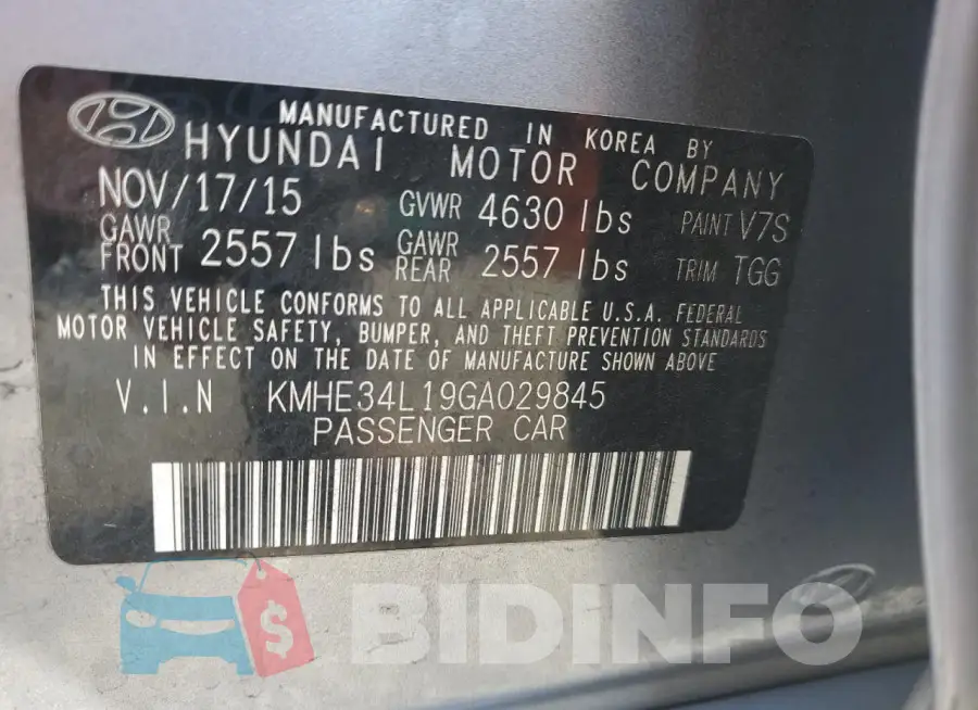KMHE34L19GA029845 Photo# 13