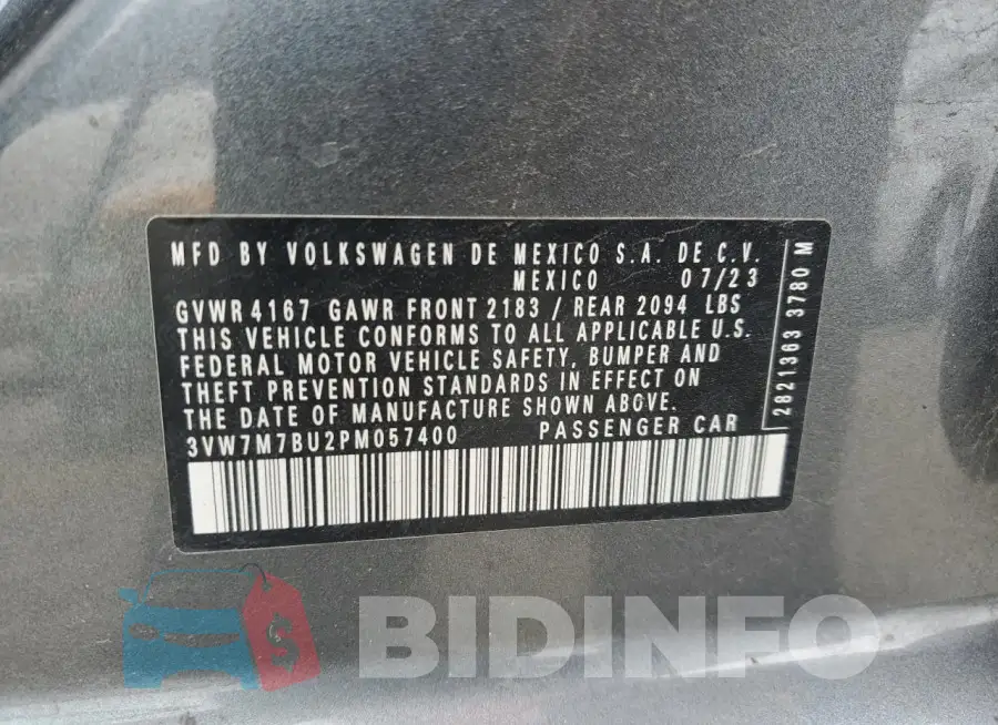 3VW7M7BU2PM057400 Photo# 12