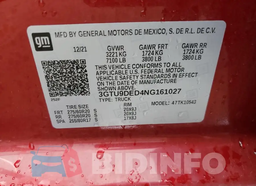 3GTU9DED4NG161027 Photo# 12
