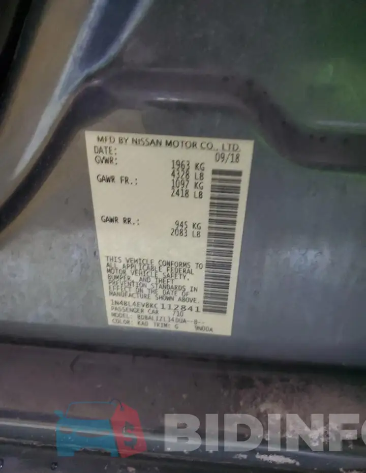 1N4BL4EV8KC112841 Photo# 12