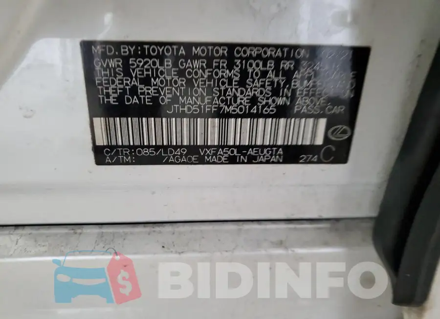 JTHD51FF7M5014165 Photo# 12